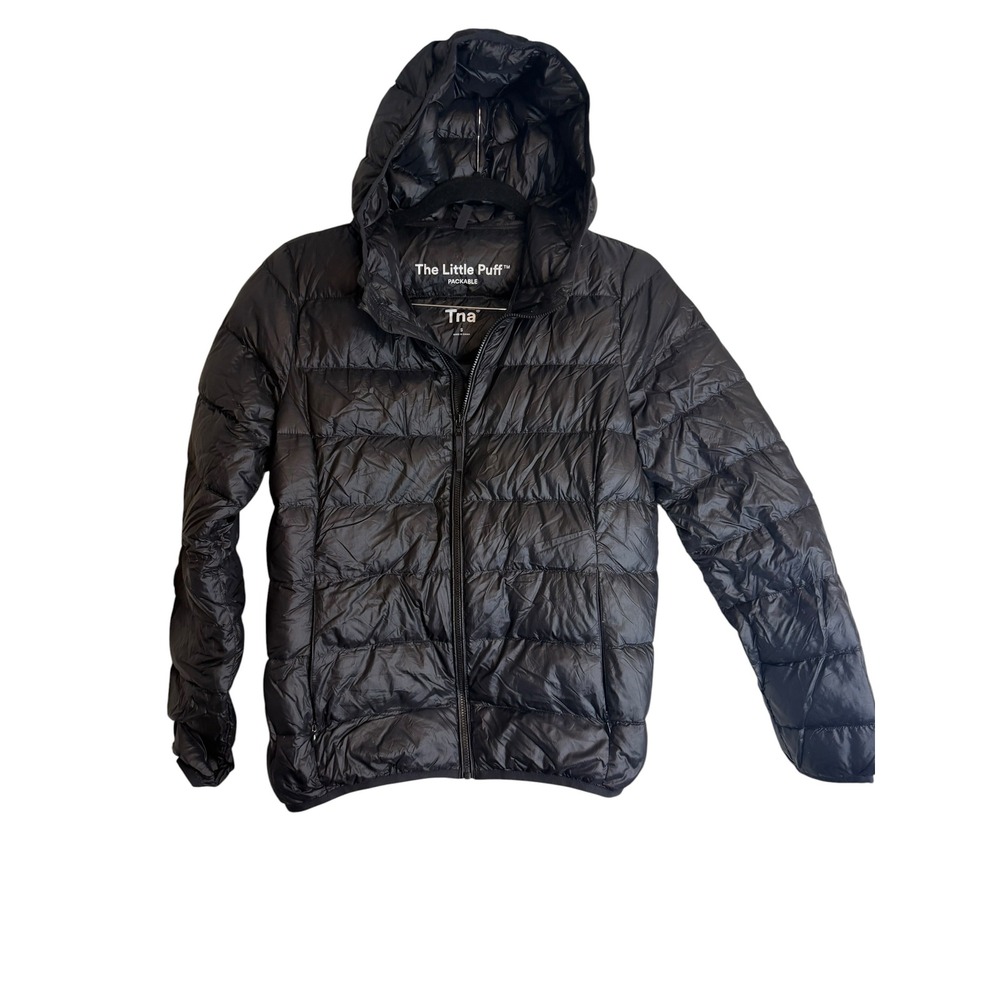 Aritzia Tna The Little Puff Packable Hooded Down Jacket Black Womens Small